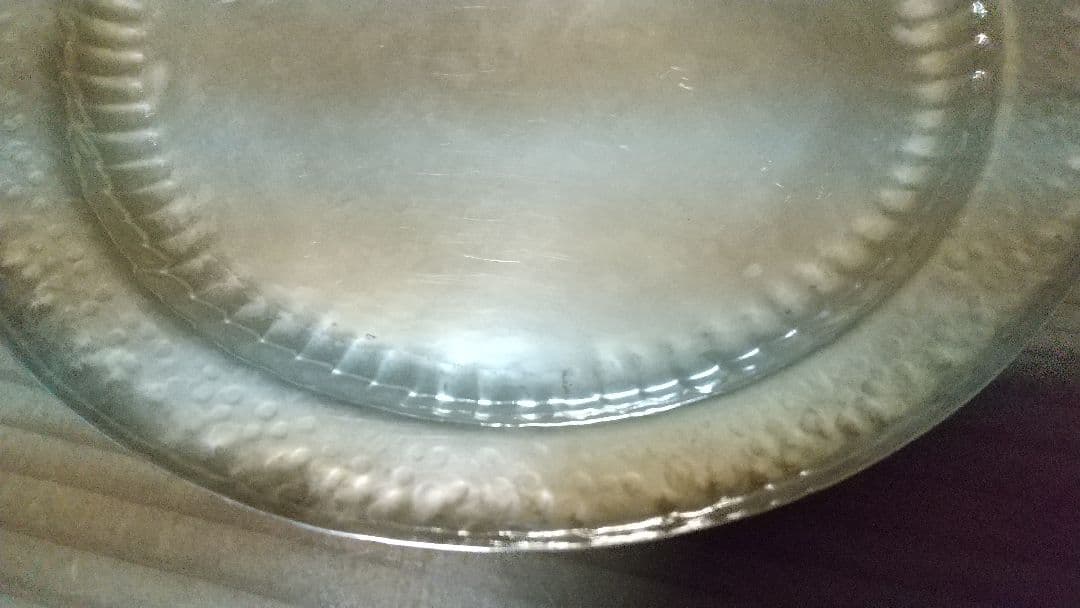 純銀鎚目　寿海盆　径21cm ２００ｇ 　平安永寿富　造　干菓子盆