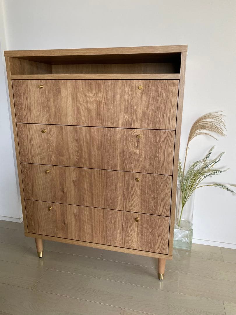 大川家具　ハイチェスト　タンスチェスト4段　国産日本製