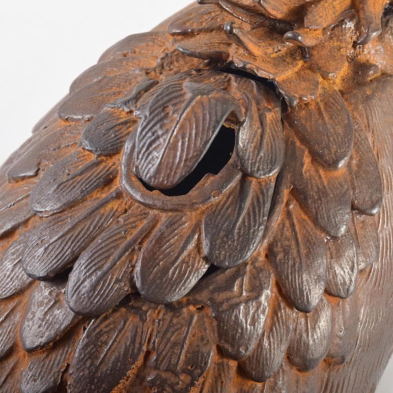 龍ちゃん　時代金工　蝋型鋳銅　古銅　鷹　香炉　置物　U　R8804