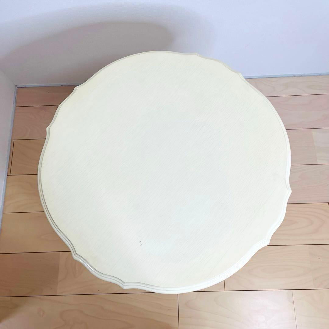 ロココ調　猫脚　ラウンド　ホワイト　テーブル　コーヒーテーブル　送料込み