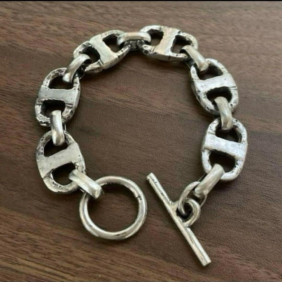 シルバー925砂型鋳造アンカーチェーンブレスレット