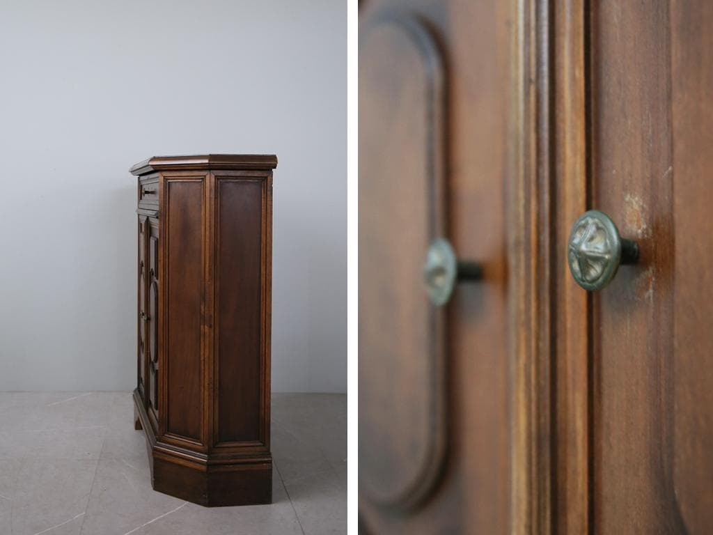 フランスアンティーク木製カップボード/サイドボード/飾り棚キャビネット90-91