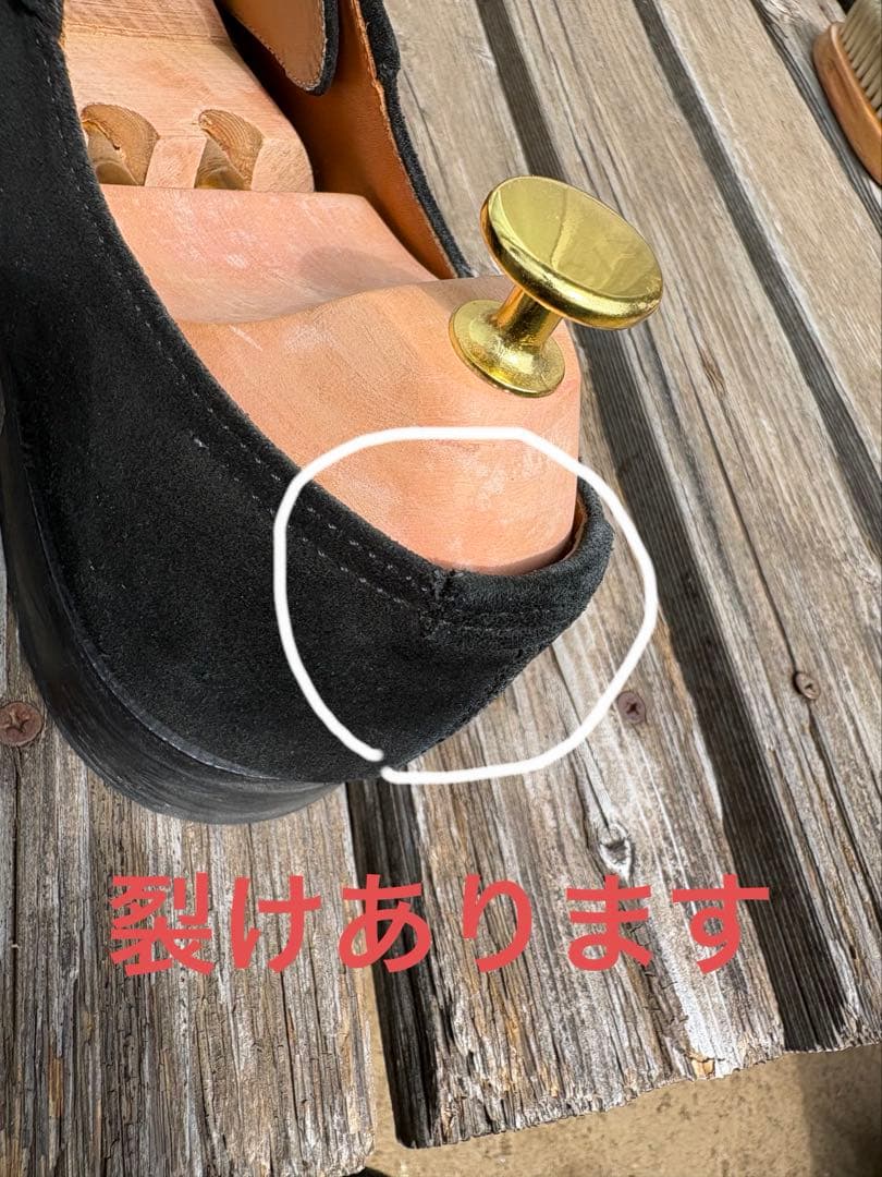 黒 スエード 外羽根短靴　25.5センチ　13万円セミオーダー品