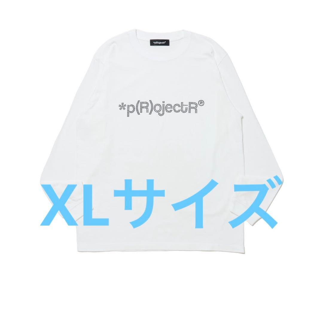 *p(R)ojectR® Rhinestone Logo LS Tee 白XL