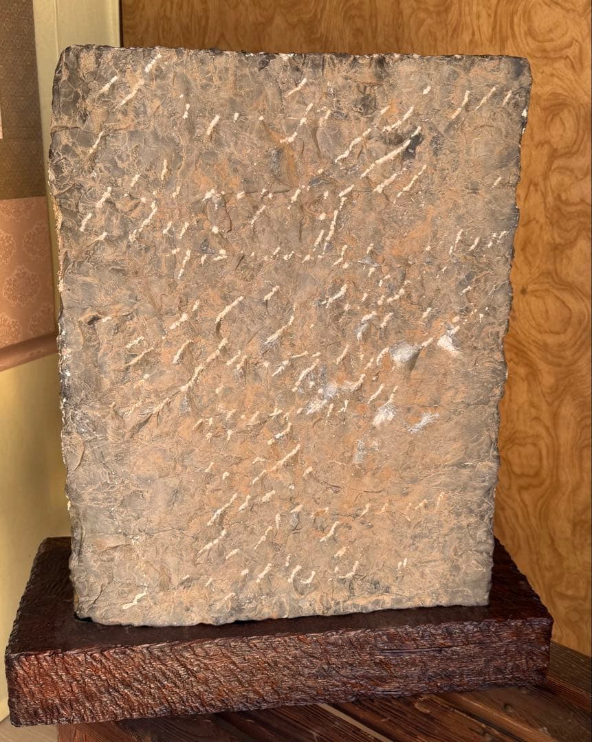 中国　石佛　三尊佛　台付　仏教美術　高さ約51cm 送料込み251211