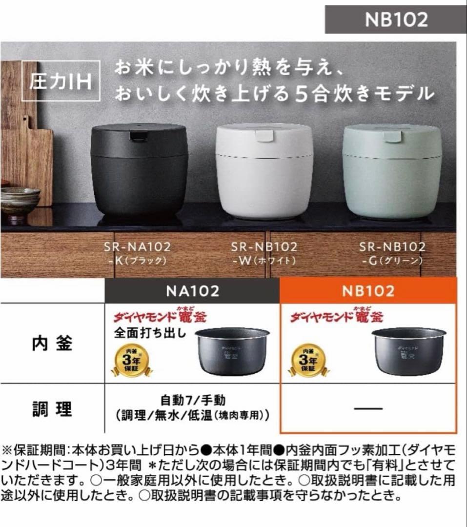 Panasonic 炊飯器 NB102 5合炊き　送料込み