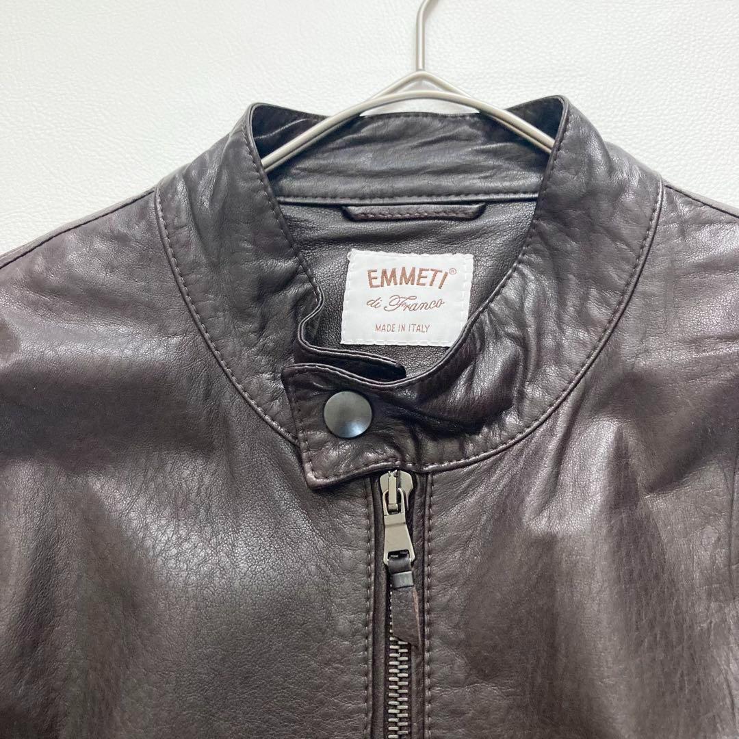 【極美品】EMMETI JURI　ラムスキンシングルライダースジャケット 46