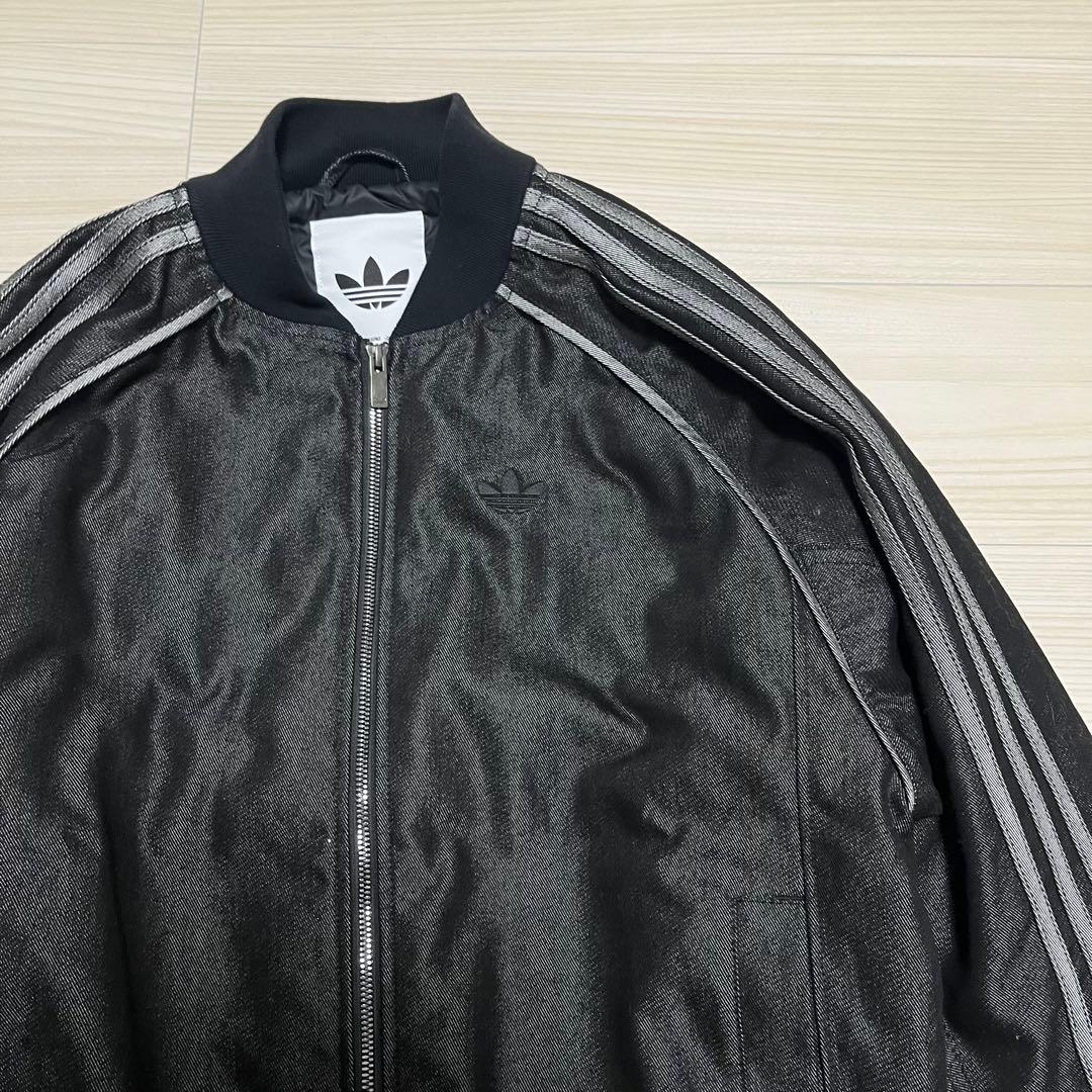 adidas デニムジャケット　M、L相当 ブラック　デニムジャケット　y2k