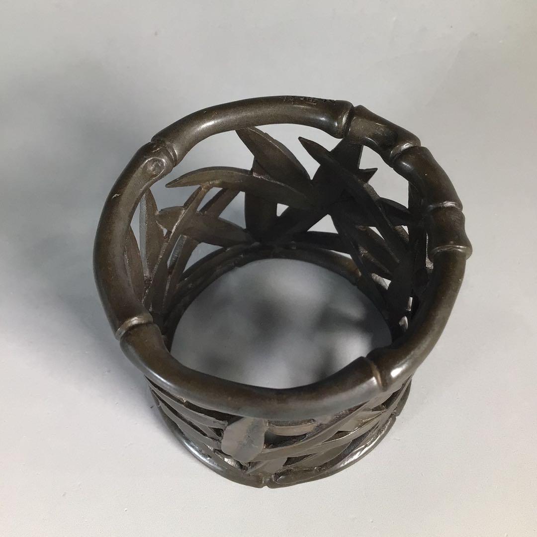 Ｎ２５４　蓋置　『金谷五良三郎造』『砂張銅』『笹蓋置』　共箱　茶道具