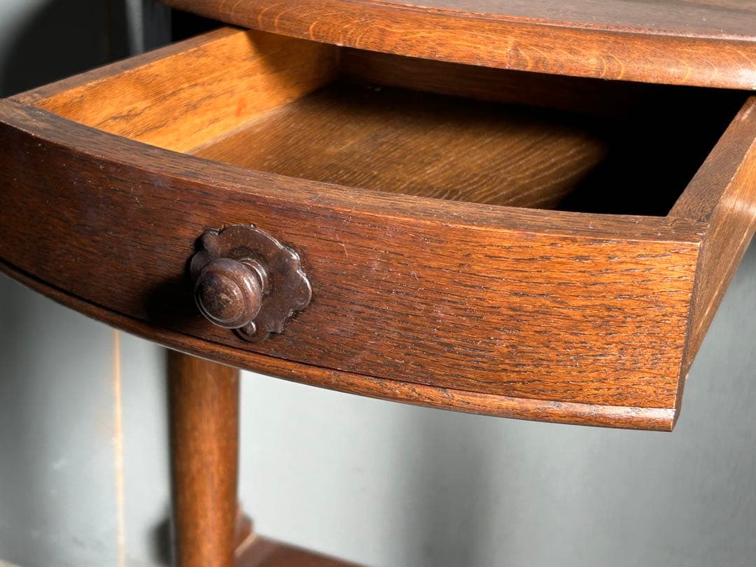 希少　イギリス　アンティーク　オーク材　シンプル　ハーフムーン　ろくろ　IG