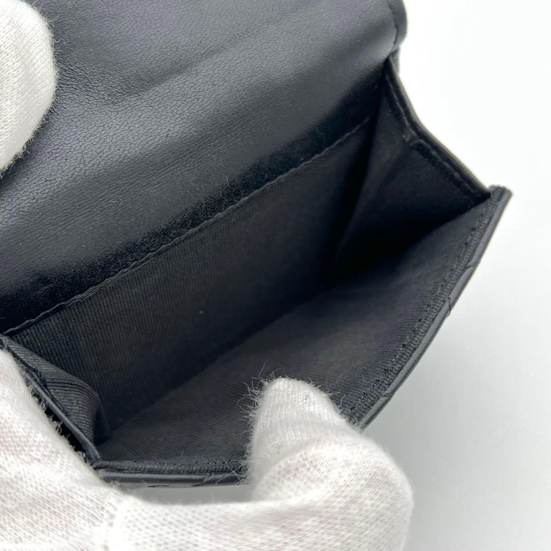 【鑑定済み】シャネル マトラッセ ラムスキン 三つ折り財布 ブラック 黒