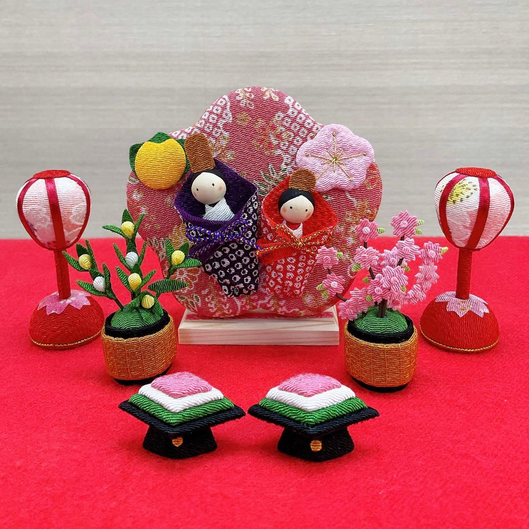 雛飾り小道具【桜ぼんぼり小＆桜橘＆菱餅】お雛様 雛人形 ちりめん細工 新品