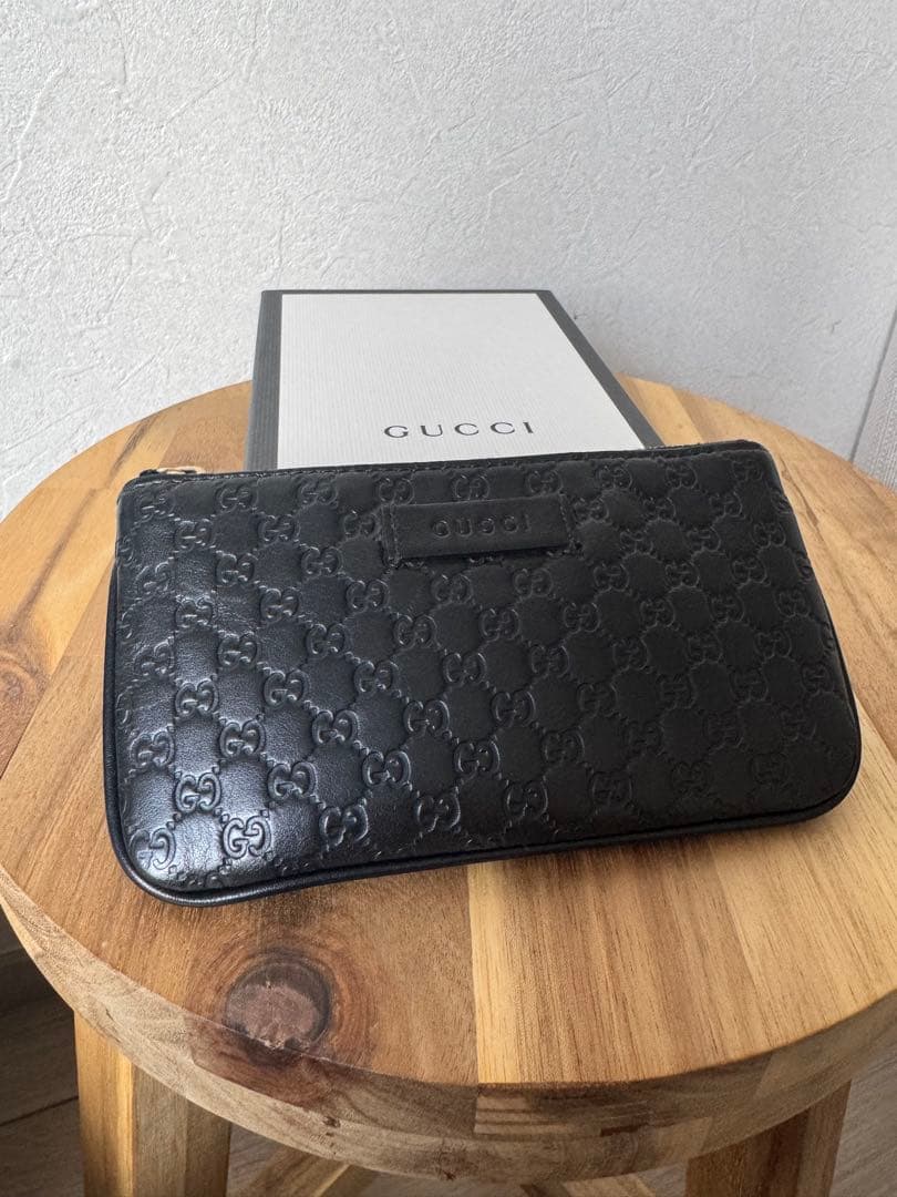 美品　GUCCI マイクログッチ シマ キーリング付き ケース レザー