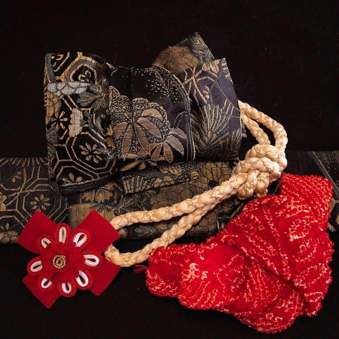 ＊ 市松人形 10号 アンティーク 着物 帯 ＊ 色留袖 大正