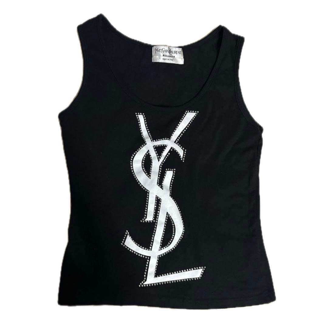 ysl イヴ・サンローラン　タンクトップ　キャミソール　ラインストーン　00s