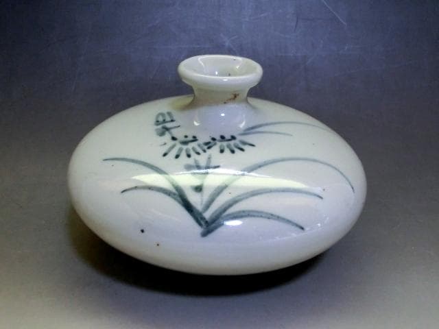 油壷■染付唐草鳥紋油壺 花器 砂高台 古玩 唐物 古美術 時代物 骨董品■