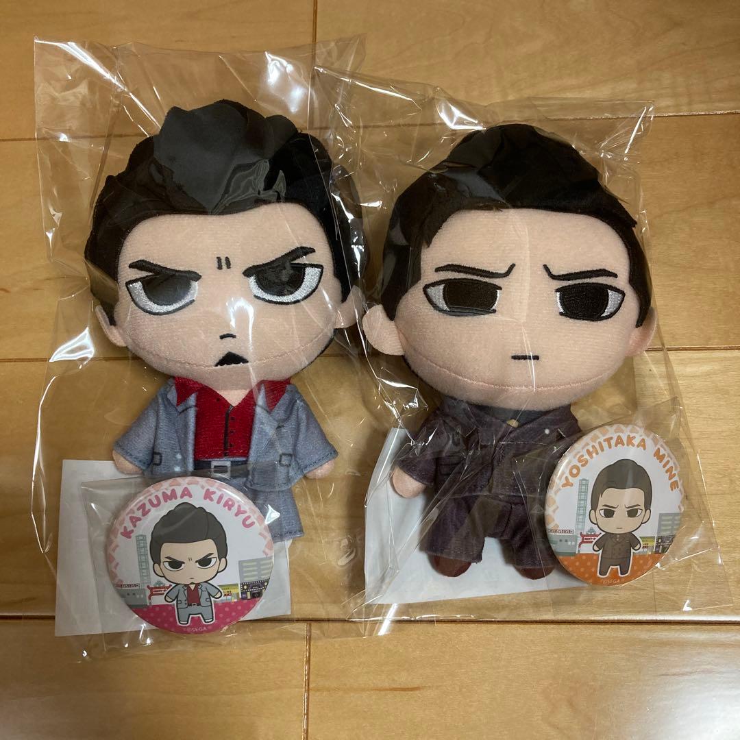 新品 龍が如く ぬいぐるみ缶バッジ 桐生一馬 峯義孝Like a Dragon