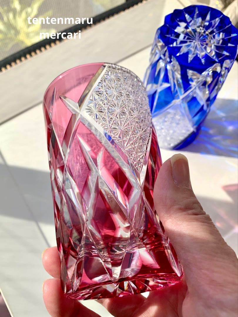 L*o様 江戸切子 ☆ 伝統工芸士 石塚春樹 ☆ 菊繋ぎ文様 ペアタンブラー