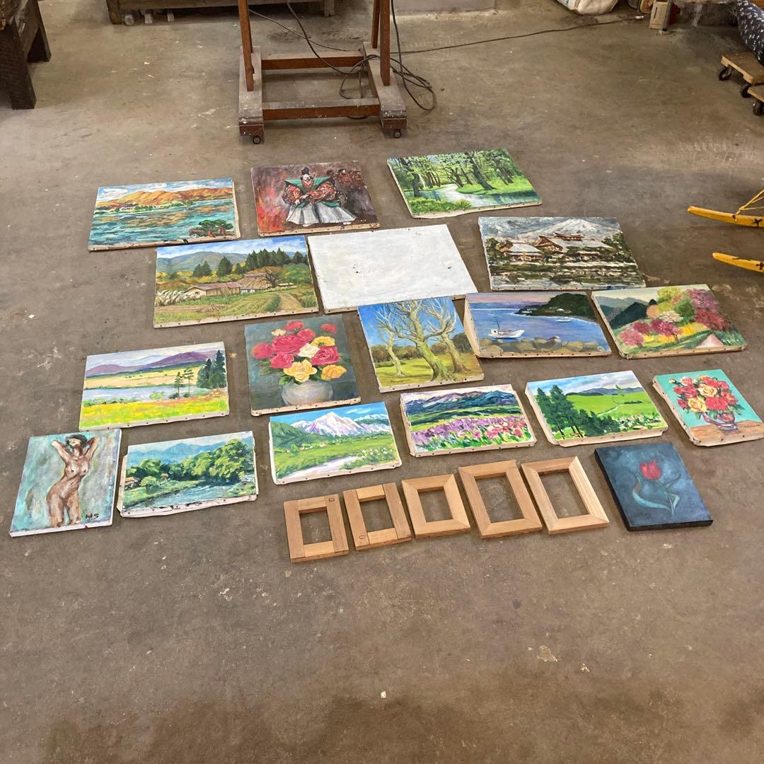 作者不明 大量 F10 F6 F4 油彩キャンバス 油絵 古画 まとめ売り