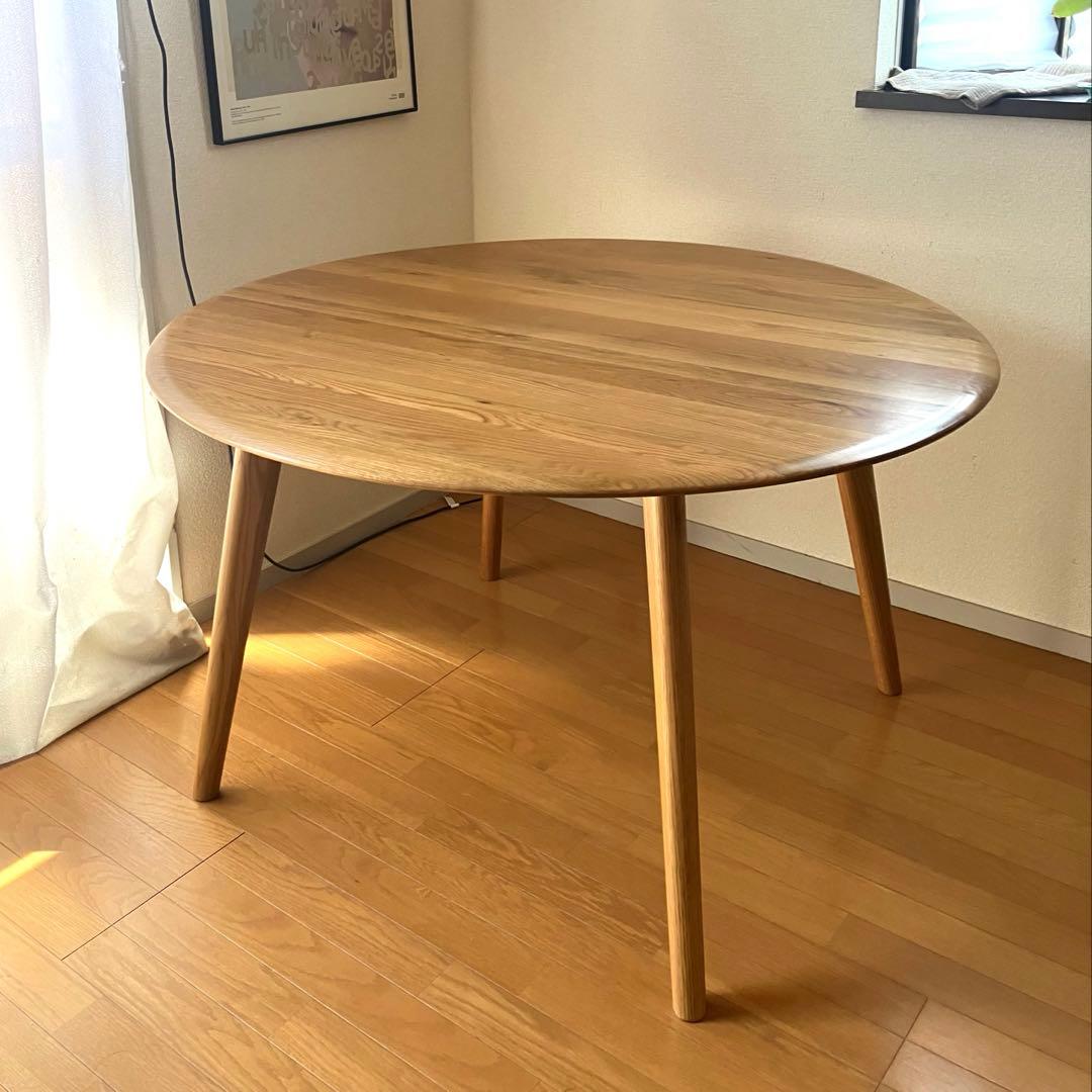 【pimさま専用】北欧調 120cm 円形オーク無垢材ダイニングテーブル