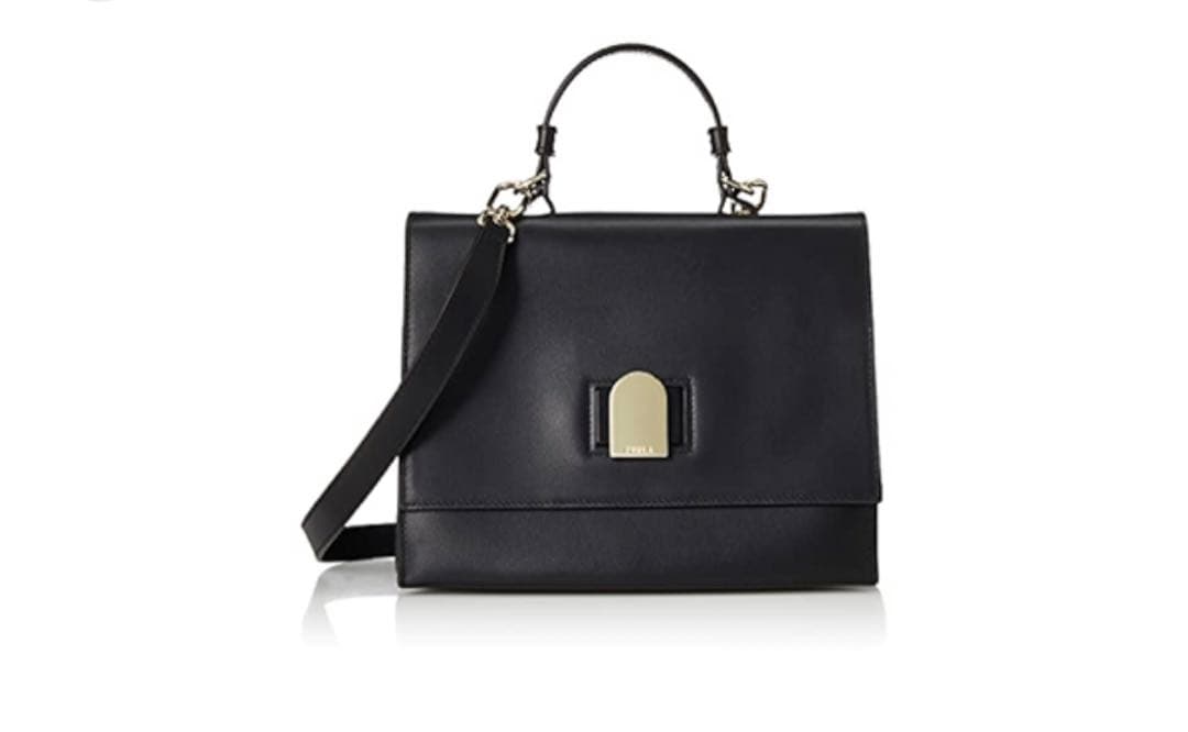 FURLA Emma ブラック カーフレザーハンドバッグ