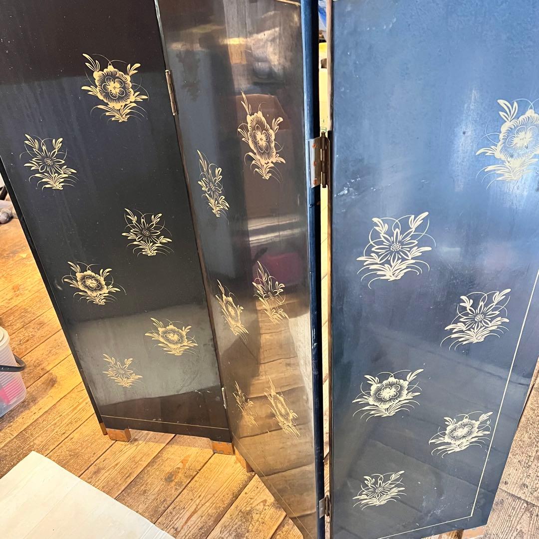 一点　中国美術 螺鈿細工 鶴　年代物　パーテーション 飛天 漆器 天水