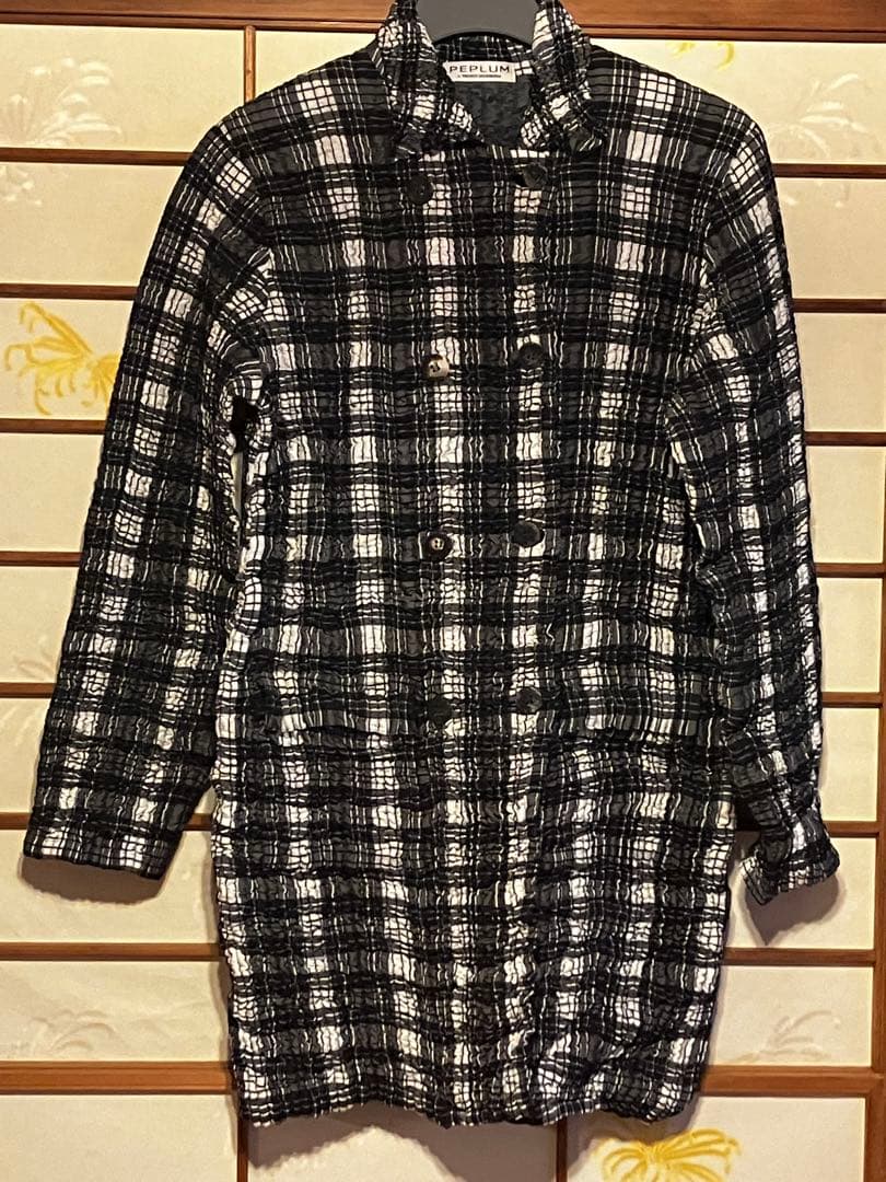 PEPLUM ヨシキヒシヌマ　黒白ギンガムチェックコート
