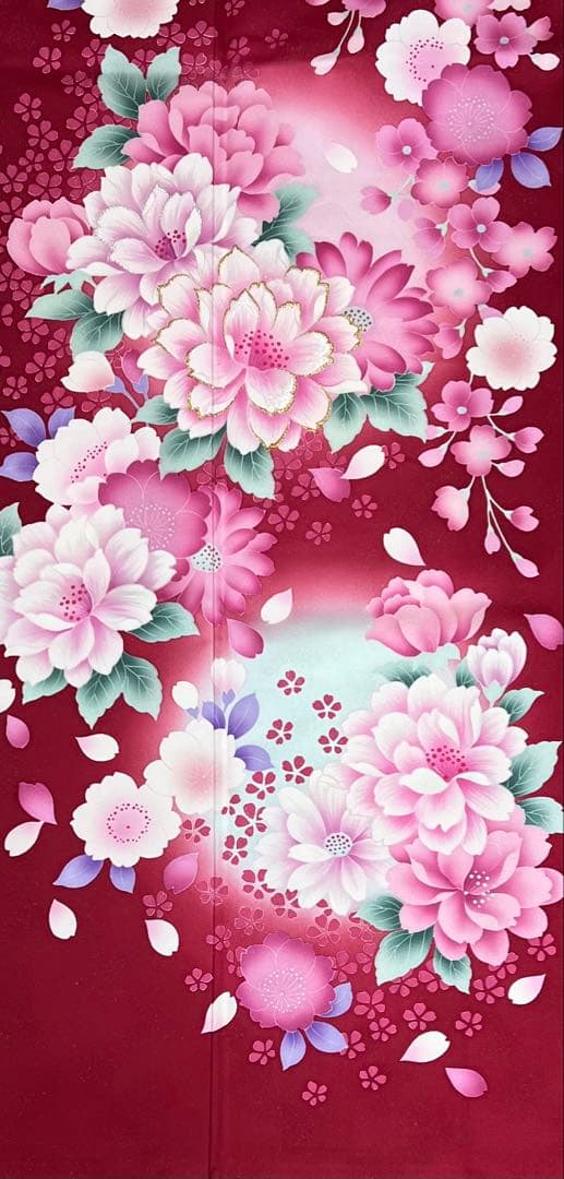 振り袖　フルセット　長襦袢付　赤　成人式　刺繍入り　銀通し　670