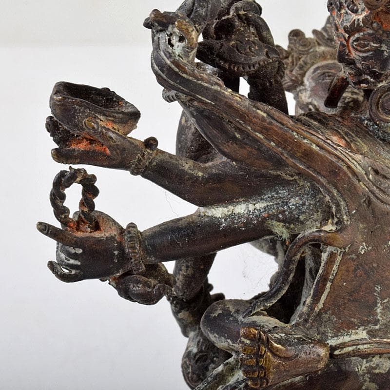 中国　古銅　チベット仏　歓喜仏　仏像　時代箱付　D　R9110