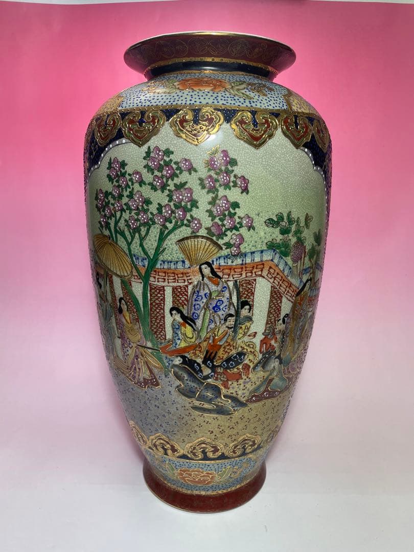 骨董品　大型　花瓶　金装飾　レトロ　壺