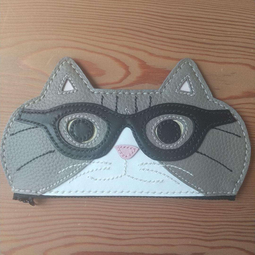 猫のメガネケース K.TAMAO作 全て手縫いのハンドメイド 姫路レザー