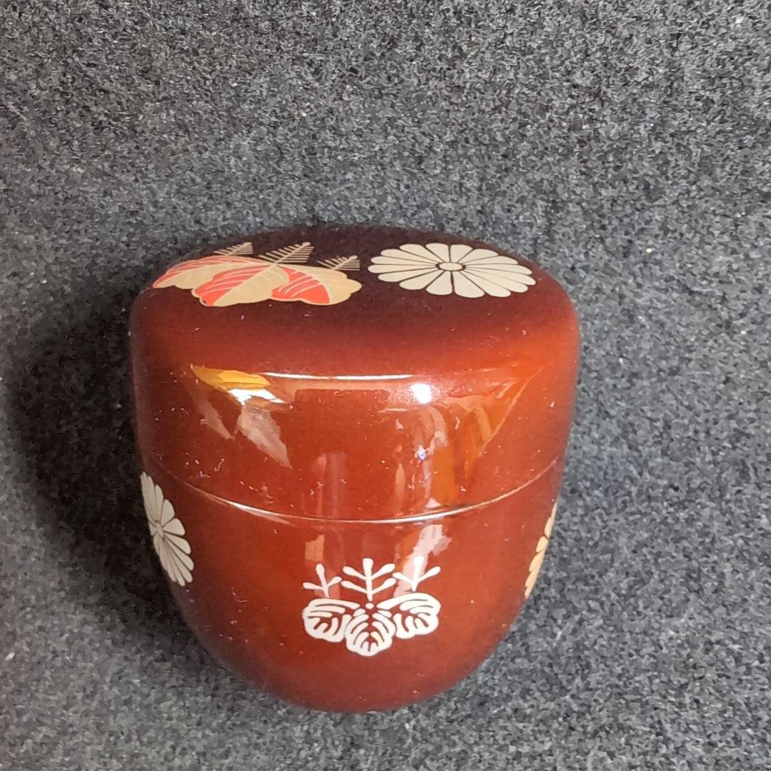 赤色花模様木製棗