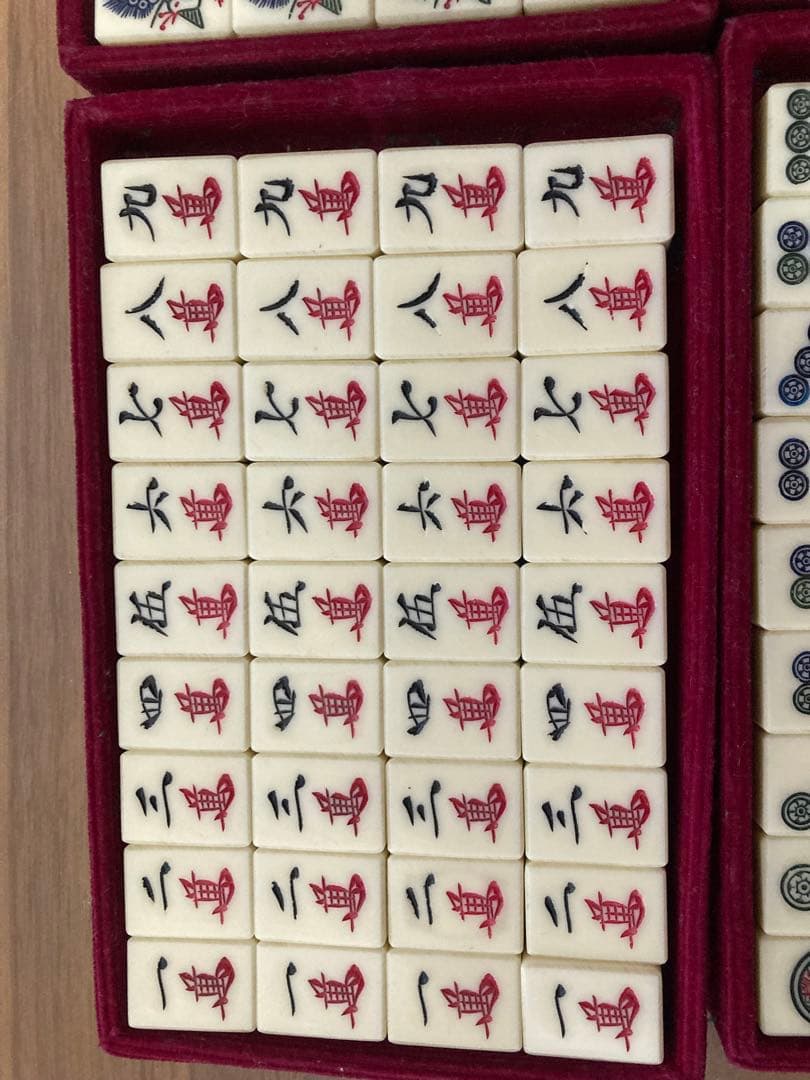 昭和中期 竹背 麻雀牌 26mm 花牌（春夏秋冬）点棒同材質 完品 骨董品