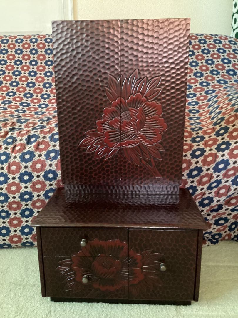 ❤️セール❤️ 鎌倉彫・鏡台・三面鏡・牡丹花・昭和レトロ