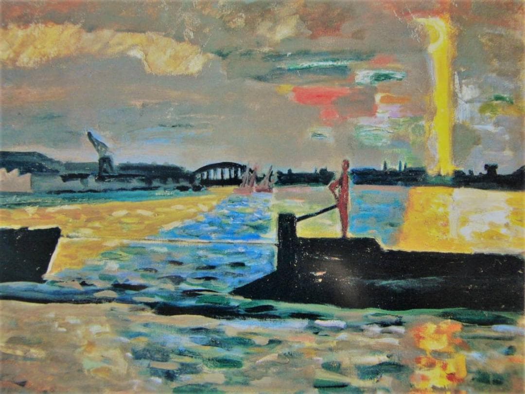 田村孝之介、『隅田川』、希少画集画、状態良好、新品高級額装付