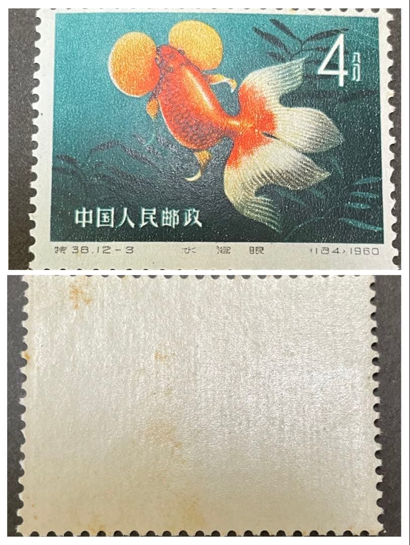 【未使用】中国切手　特38 金魚　12種完