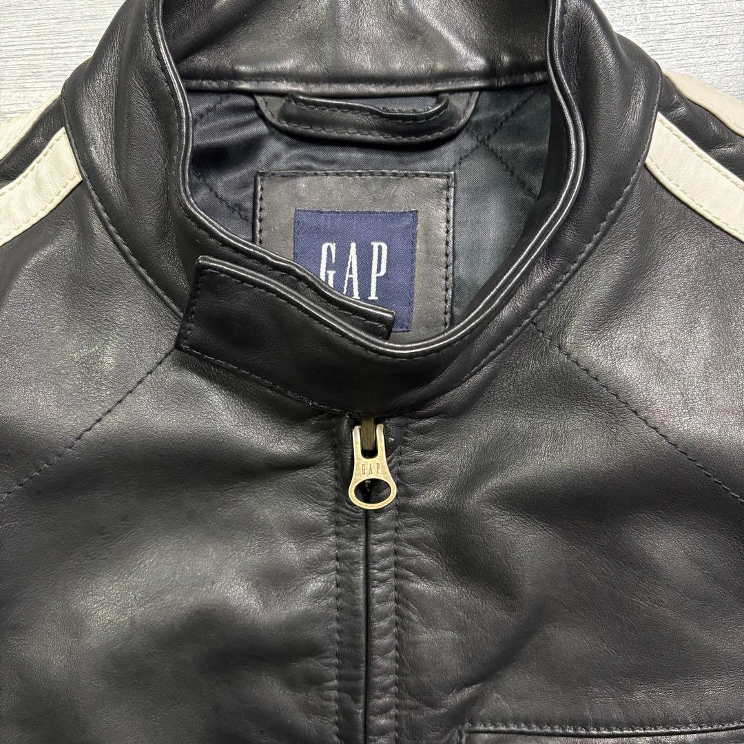 old GAP レザージャケット　本革オールレザー　バイカー　短丈　牛革　S