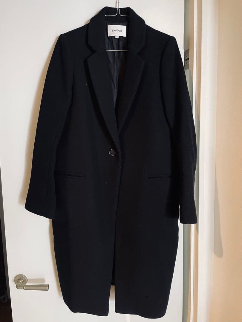 限定値下げ※ENFOLD　コクーン チェスターコート40 黒/ブラック