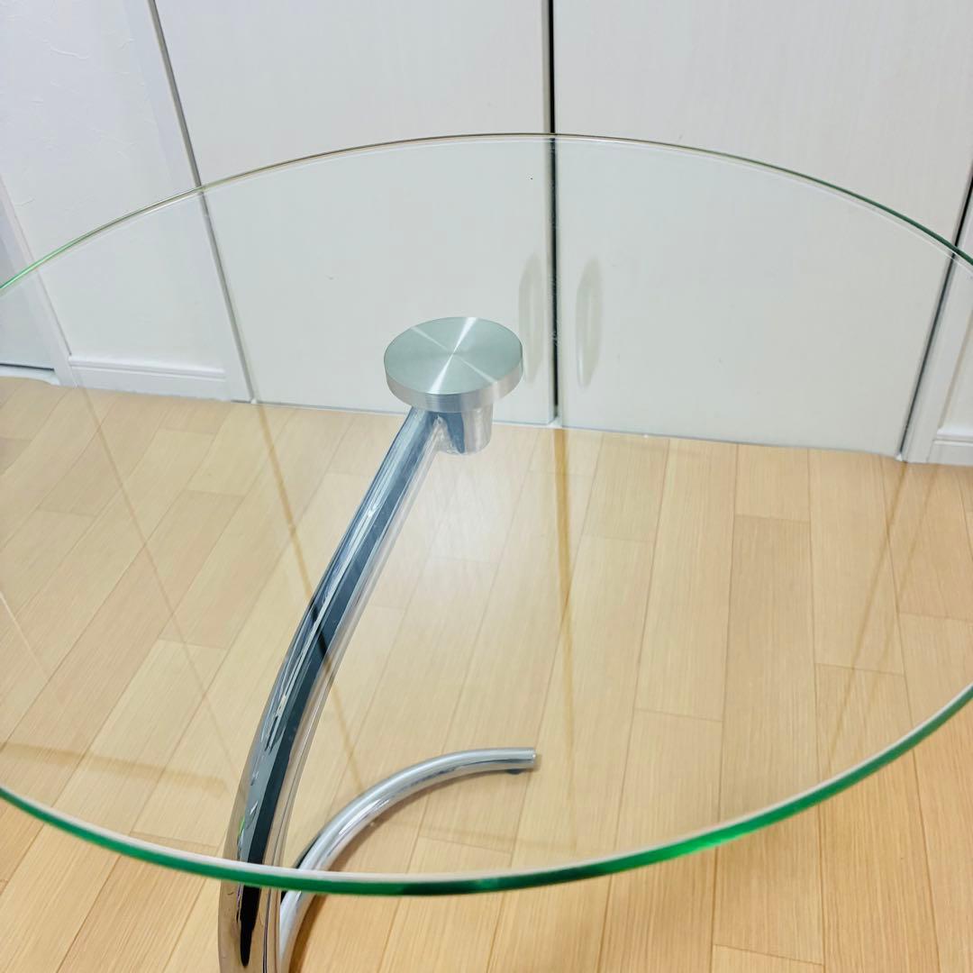 IDC大塚 ガラスラウンドサイドテーブル