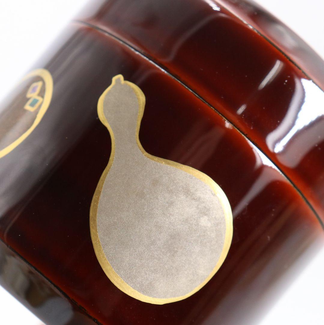 中村香鳳作 六瓢蒔絵 溜塗 雪吹棗 薄茶器 茶道具 共箱　V940