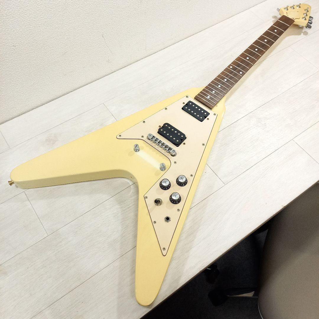 ジャンク メーカー不明 フライングV 変形 エレキギター ビンテージホワイト