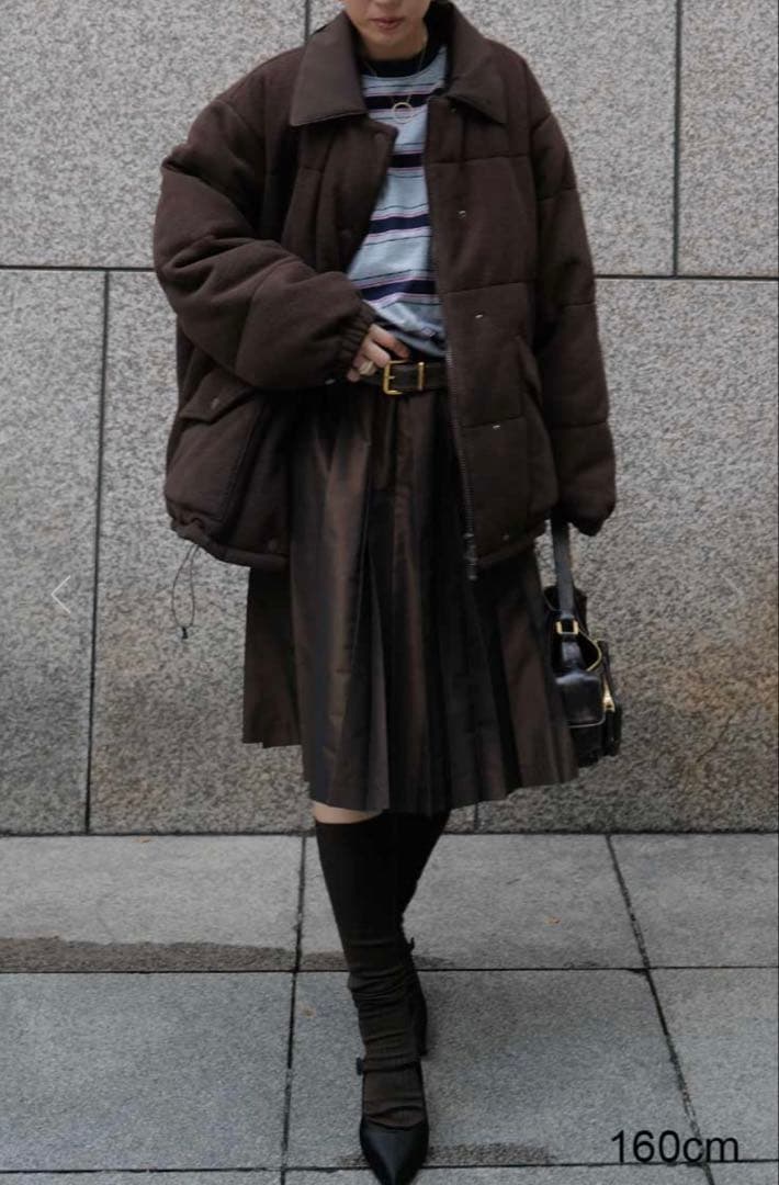 新作 タフタプリーツスカート（ブラウン） machatt