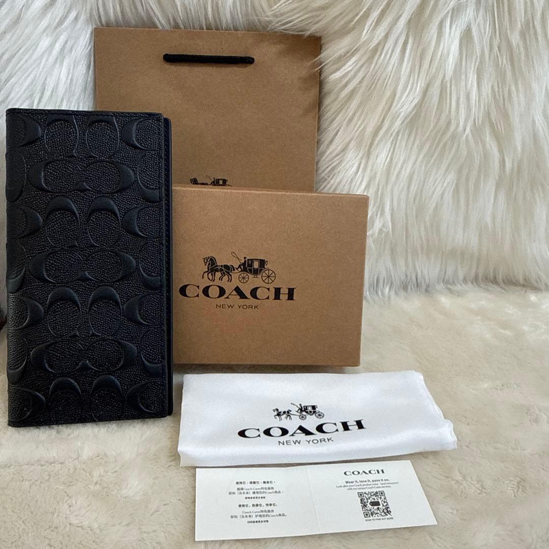 COACH ブラックレザー メンズ財布アウトレット