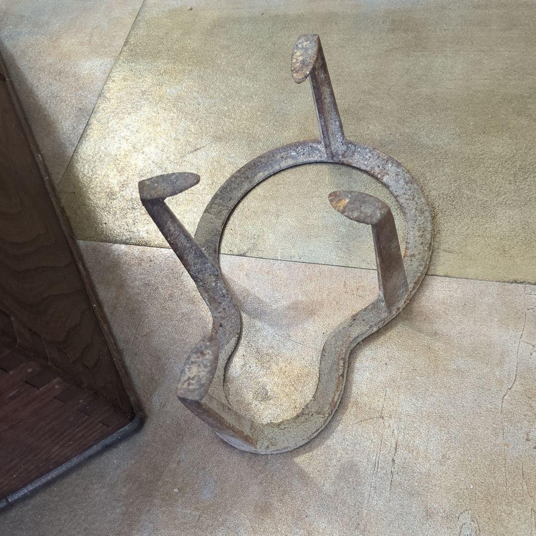 骨董 長火鉢 瓢箪五徳、火箸、灰付き 引き出し 関東火鉢 小振り