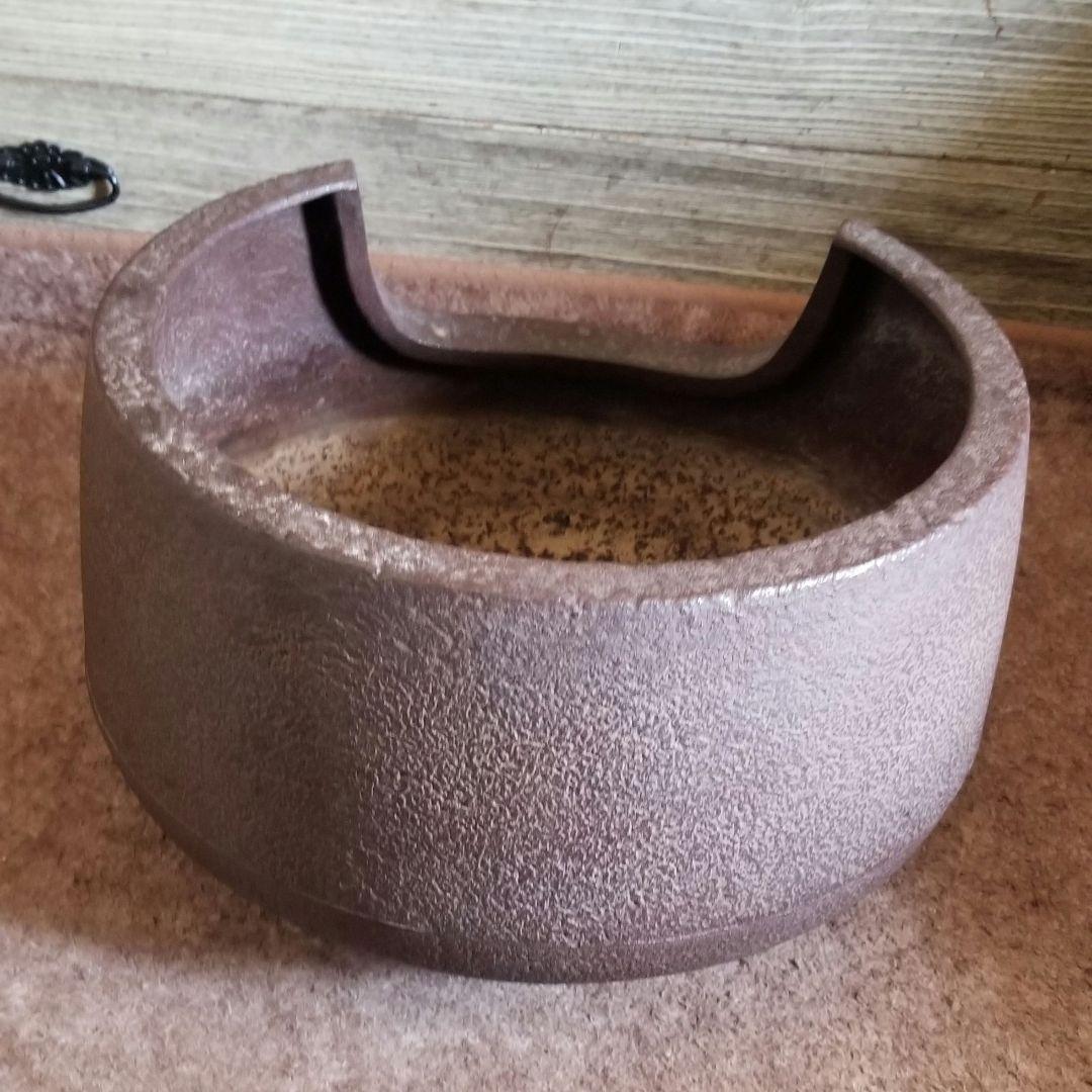 道安風炉 鉄製 名工 釜師藤兵衛作 桐箱 前瓦 敷瓦つき