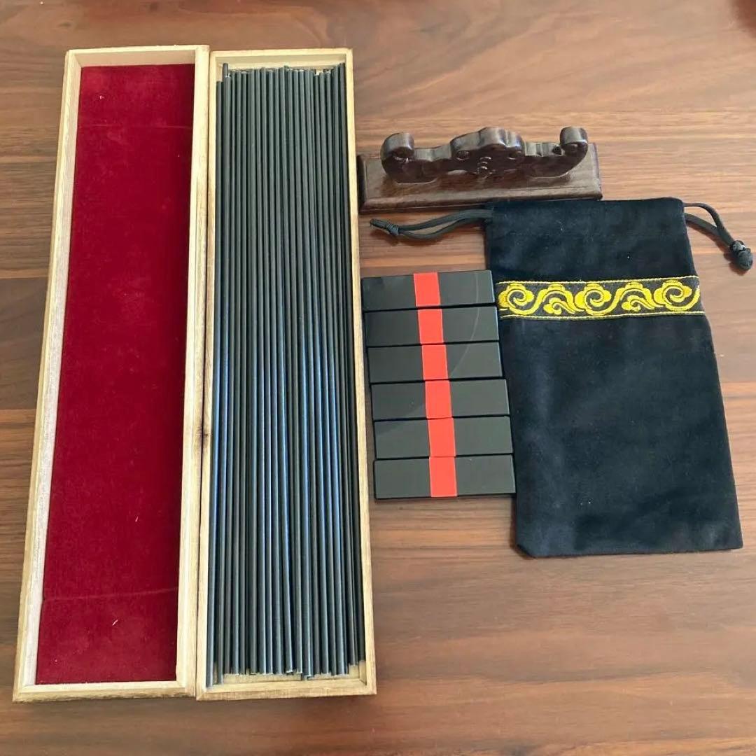 「筮竹30cm /木箱付き　算木/袋付き　筮竹台」五行易　易占　易経　断易