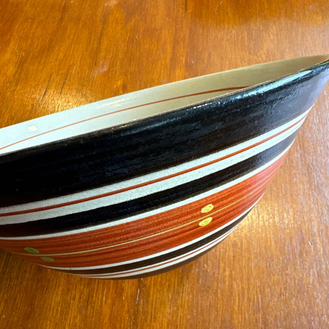 壺屋焼.小橋川太郎.赤絵の深鉢.新品未使用