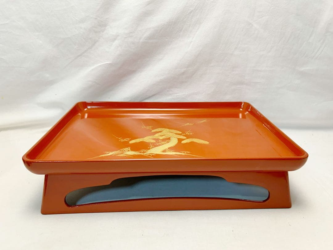 ほぼ未使用 茶道具 木製朱塗 屠蘇器五ツ揃 沈金松竹梅鶴亀蒔絵 木箱