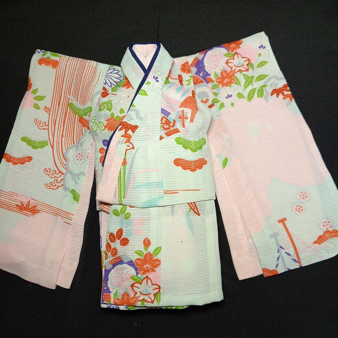 市松人形 10号 夏　絽の着物　帯　兵児帯　帯締め帯揚げ　正絹　ドール　単衣