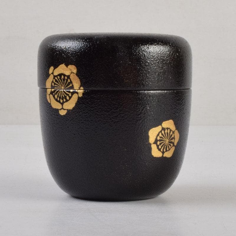 茶道具　山中塗　坂田峰俊作　たたき塗　こぼれ梅　中棗　共箱　V　8865